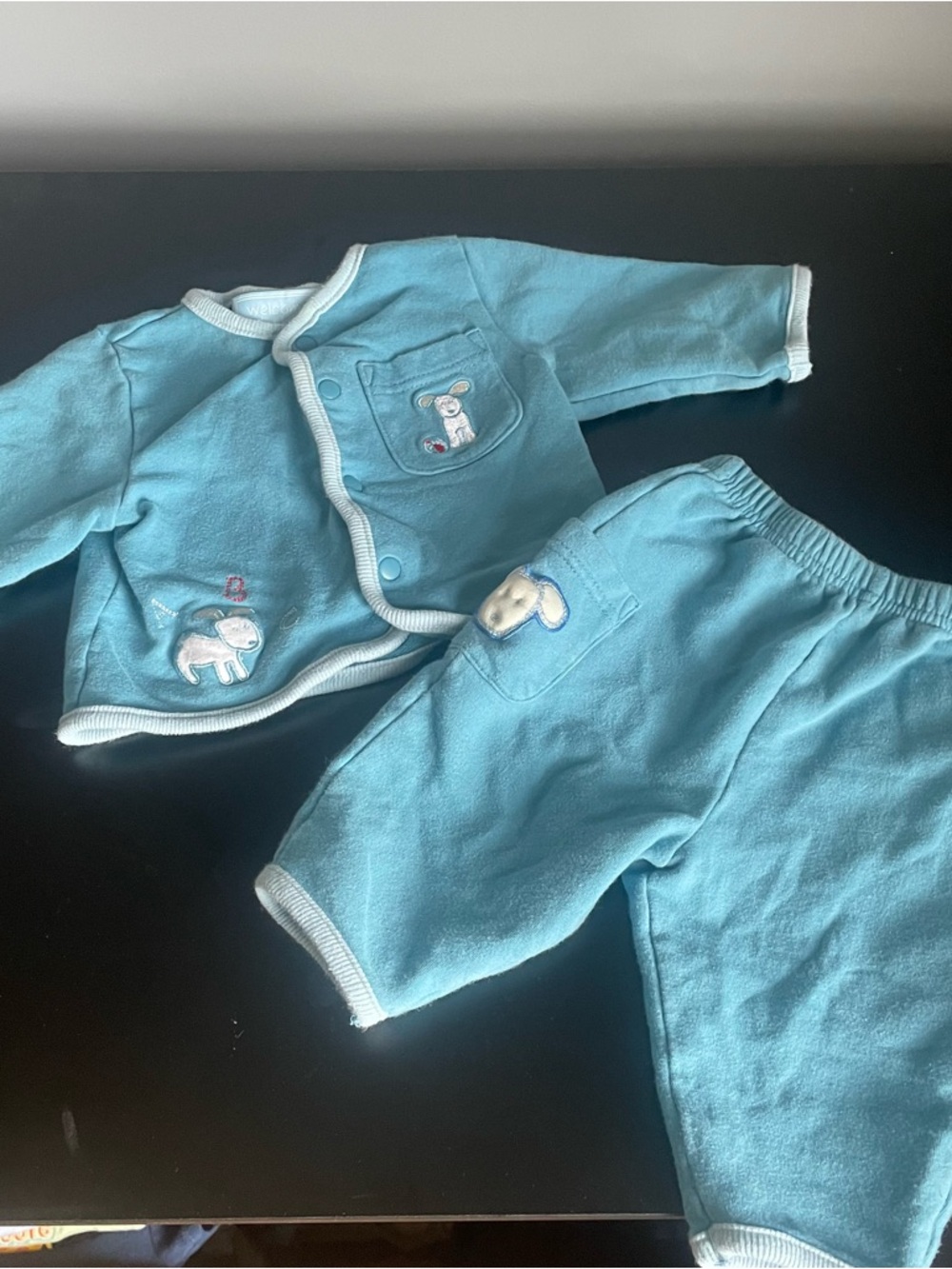 Baby Two-Piece Blue puppy Set 3m